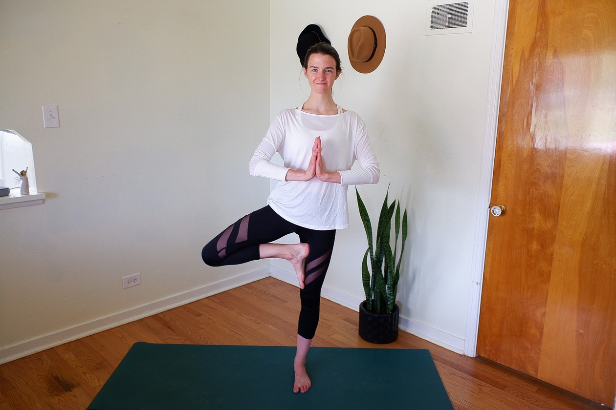 girl doing tree pose