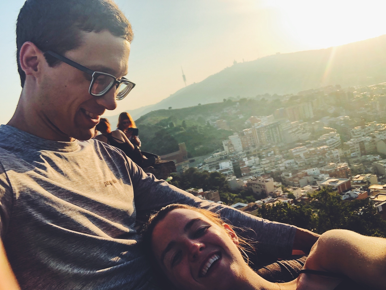 Lounging during sunset in Barcelona