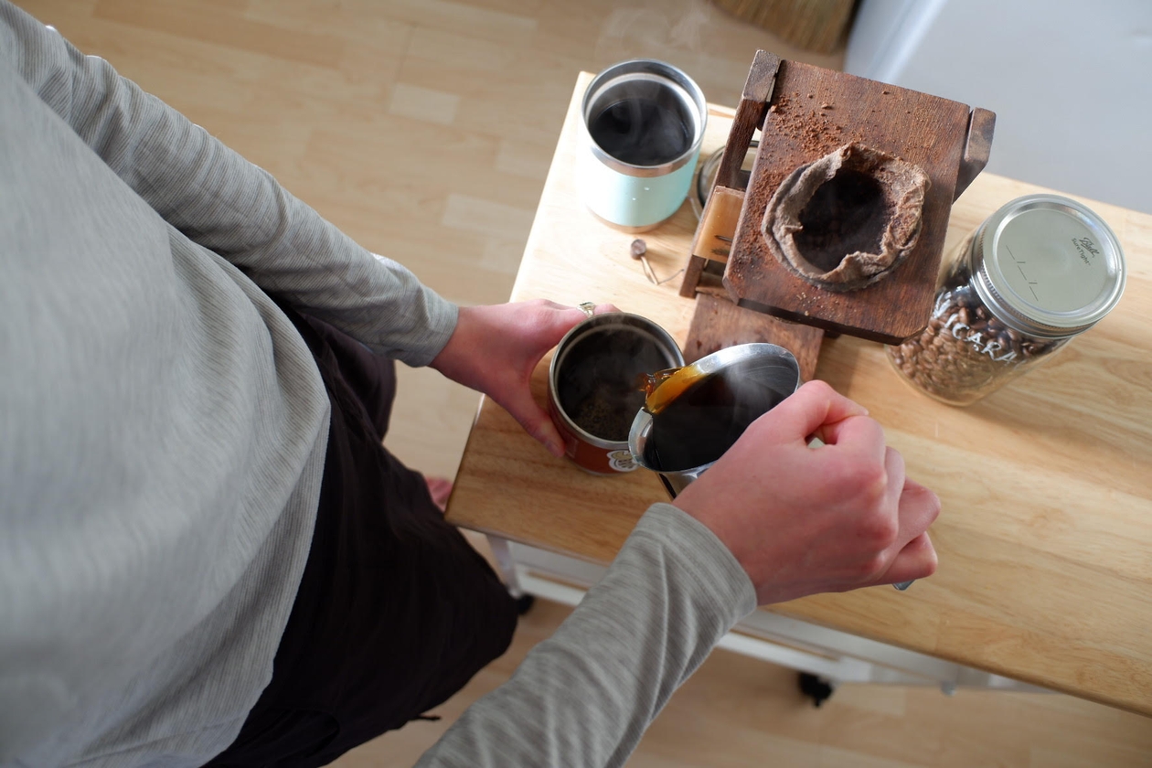 Pouring coffee